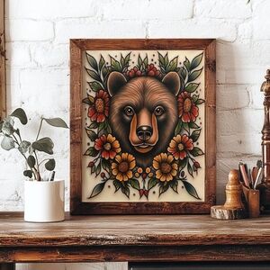 Vintage Woodland Bear Art Print – Vintage Wildlife Wall Decor – Antique Animal